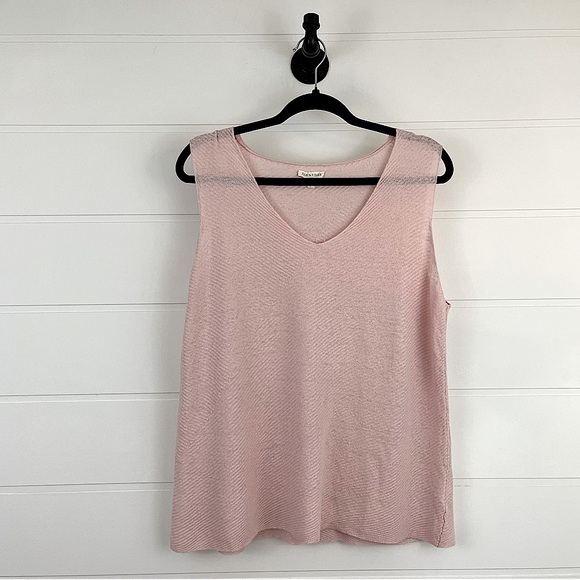 Eileen Fisher Sz L 100% Organic Linen Feminine V-neck Sleeveless Tank - Picture 1 of 8